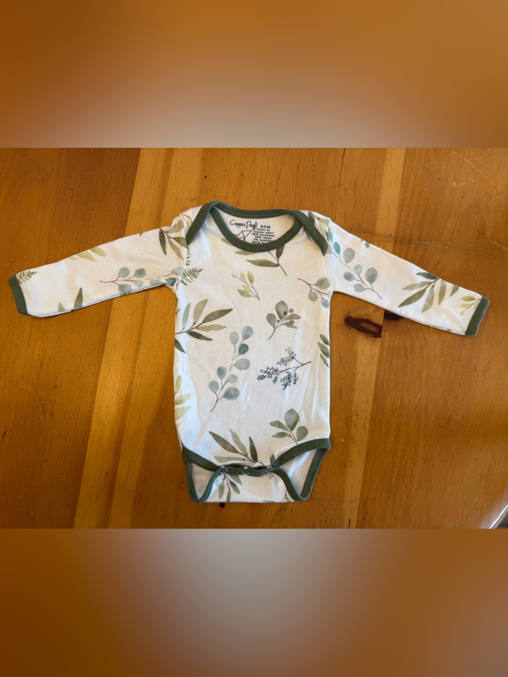 Copper Pearl Long Sleeve Baby Onesie 0-3mo